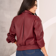 Chaqueta en Tela de Cuero Color Burgundy M696