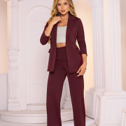 Conjunto M748 Tela Scuba Color Vino Tinto