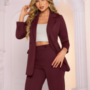 Conjunto M748 Tela Scuba Color Vino Tinto