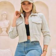 Chaqueta M767 Tela Paño Color Beige